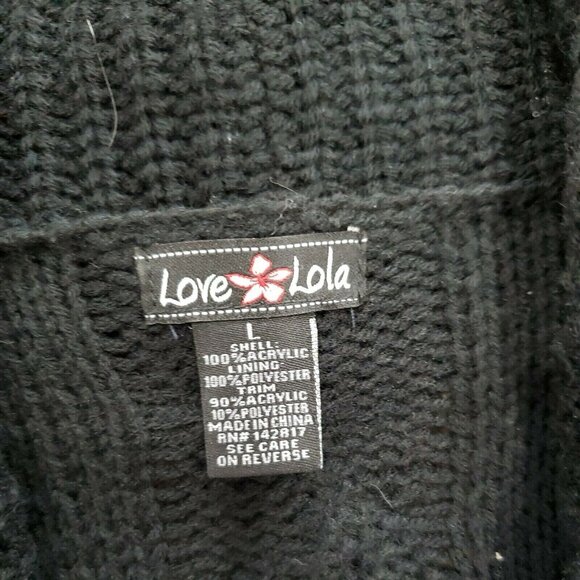 love lola Sweater Womans L Sleeveless Vest Knitted Faux Fur Fringed Black Front - Picture 8 of 12